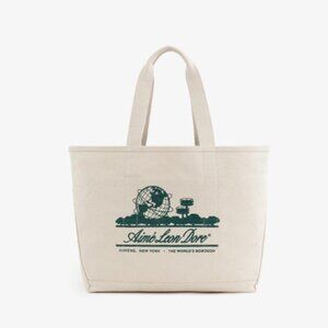 Aime Leon Dore Large Unisphere Tote Bag Cream & green.